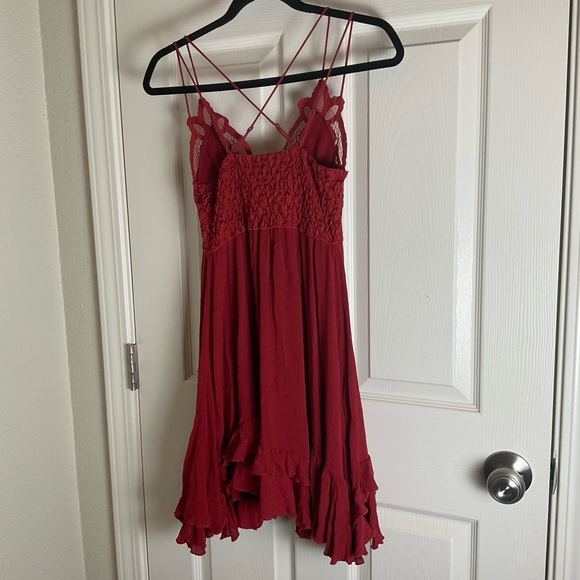 Free People Woman’s Adella Slip Red Lace Dress size XSMALL - Picture 10 of 11